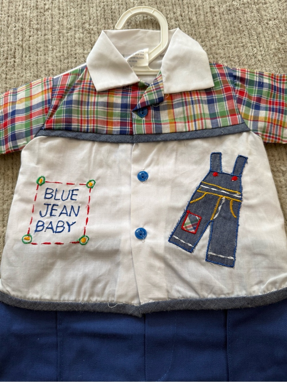 Mayfair Blue Jean Baby Plaid Short Set Vintage Outfit - Picture 1 of 5